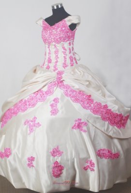 Lace Appliques Off The Shoulder Floor-length Little Girl Pageant Dress
