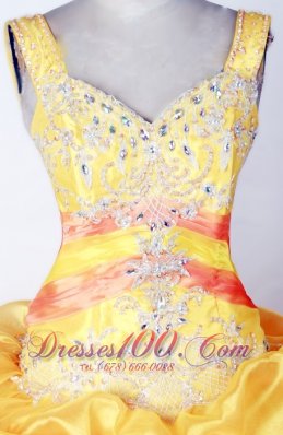 Orange Appliques Pick-ups Pageant Dress Sweetheart Strap