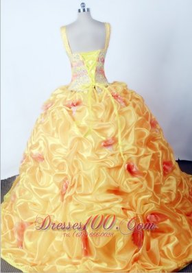 Orange Appliques Pick-ups Pageant Dress Sweetheart Strap