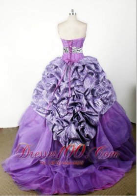 Zebra Modest Handle Flower Pageant Dress Strapless Lavender