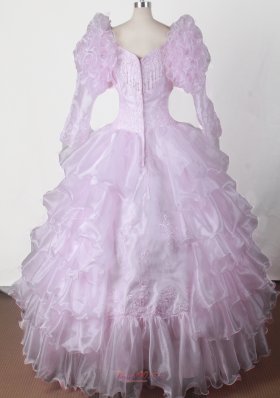 Bubble Sleeves Beautiful Ball Gown Pageant Dress V-neck