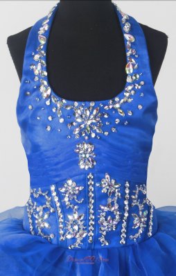 Perfect Beading Ball Gown Halter Pagant Dress Royal Blue