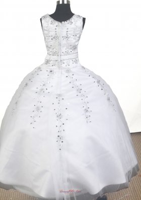 Scoop Flower Girl Pageant Dress Beading Ball Gown