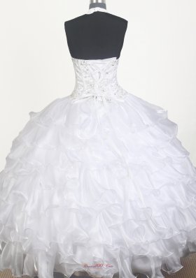 Ruffled White Ball Gown Flower Girl Dress Halter Top