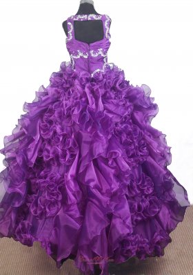 Rolling Flower Ball Gown Purple Glitz Pageant Dress