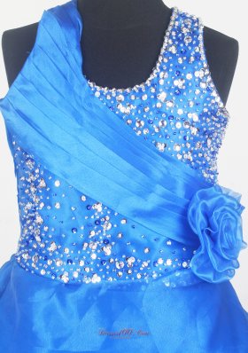 Sapphire Blue Little Girl Pageant Dress With Layers