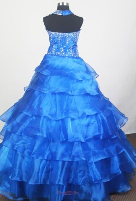 Sapphire Blue Little Girl Pageant Dress With Layers