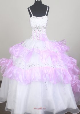 White and Pink Little Girl Pageant Dresses with Layers
