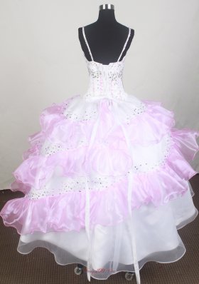 White and Pink Little Girl Pageant Dresses with Layers