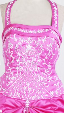 Halter Top Embroidery Hot Pink Little Girl Pageant Dresses