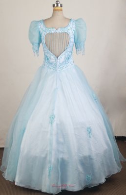 Short Sleeves Light Blue Little Girl Pageant Dresses