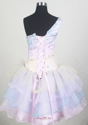 One Shoulder Layered Colorful Little Girl Pageant Dresses