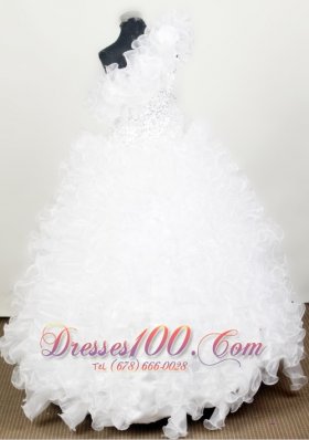 One Shoulder Flower Girl Pageant Dresses with Ruffles