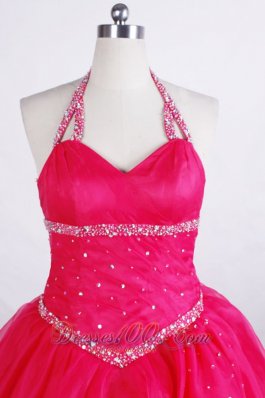 Hot Pink Halter Basque Flower Girl Pageant Dress