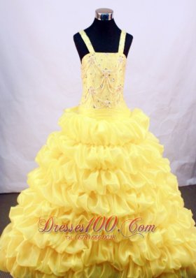 Bright Yellow Flower Girl Pageant Dress With Pick-ups