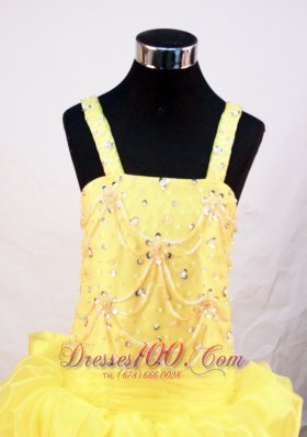Bright Yellow Flower Girl Pageant Dress With Pick-ups