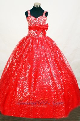 Elegant Sequin Red Pageant Dress With Belt Sweetheart