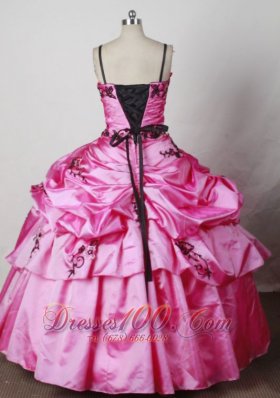 Spaghetti Straps Rose Pink Ball Gown for Pageants Colored