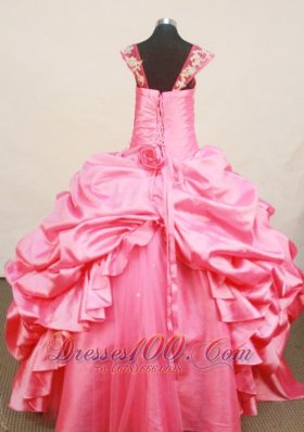 Rose Pink Pageant Dress Beaded Square Neckline Pleats