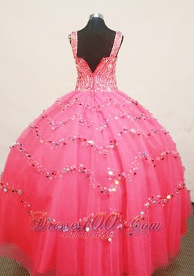 Heavy Beaded Hot Pink Junior Miss Pageant Dresses Sequins