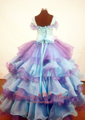 Trimmed Ruffles Multi-color Pageant Gowns Straps Organza
