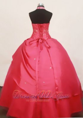 Beaded Halter Coral Red 2013 Little Girl Pageant Dress