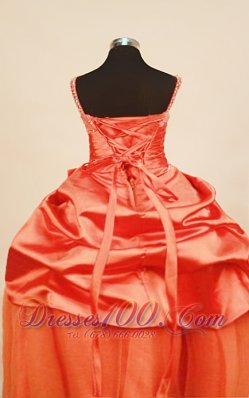 Floral Pick up Orange Red Pageant Dress Straps Crystal