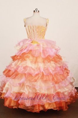 Colorful Ruffles Junior Miss Pageant Dresses Beaded Strap