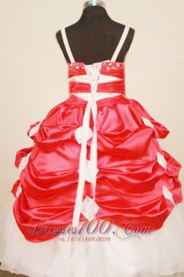 Pick-ups Red and White Pageant Gowns Spaghetti Straps