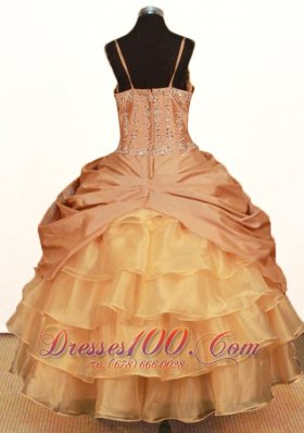 Floral Pleats Pageant Ball Gowns Straps Layered Beaded