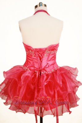 Halter Top Coral Red Pageant Dresses Sweetheart Mini-Length