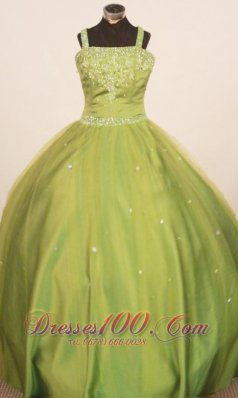 Beaded Olive Green Pageant Dresses Straps Custom Color