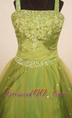 Beaded Olive Green Pageant Dresses Straps Custom Color