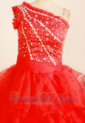 Ball Gown One Shoulder Pageant Dresses Rust Red Trimmed