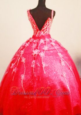 Asymmetrical Straps Pageant Dresses Coral Red Appliques