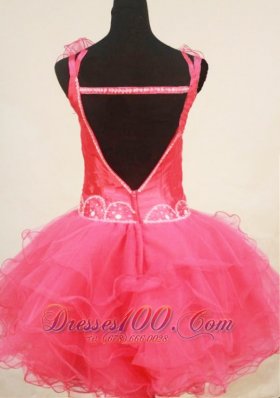 Sweet Pink Straps Mini-length Little Girl Pageant Dresses