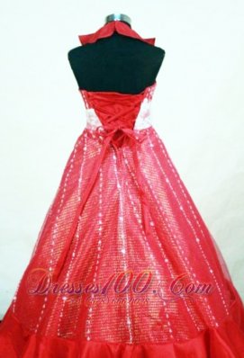 Special Halter Pageant Dresses Dark Red Beaded for Junior