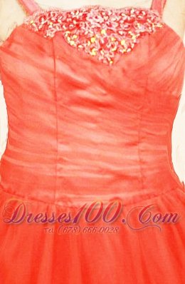 Strap Orange Red Sweet Fifteen Pageant Gowns Appliques