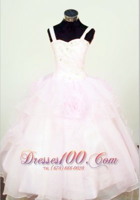 Handle Flowers Light Pink Pageant Gowns Crystal Straps