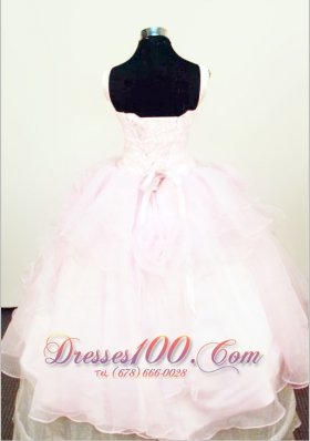 Handle Flowers Light Pink Pageant Gowns Crystal Straps