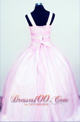 Sweet Light Pink Straps Baby Pink Pageant Dresses Customize