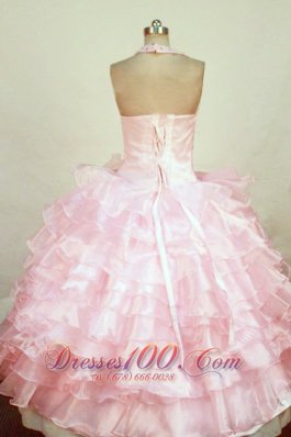 lHalter Baby pink Miss Teen Pageant Dresses with Ruffles