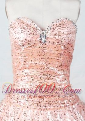 Sweetheart Misty Rose Sequined Ball Gown for Sweet Sixteen