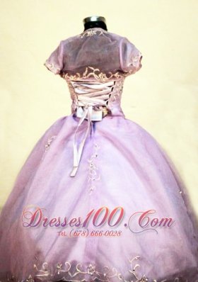 Beading Straps Lilac Junior Pageant Ball Gown with Jacket