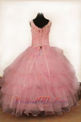 Misty Rose Beading Ball Gown for Pageant Ruffles Sequin