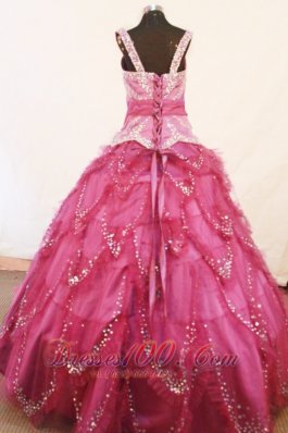 Heavy Beading Square Fuchsia Pageant Ball Gowns Tulle