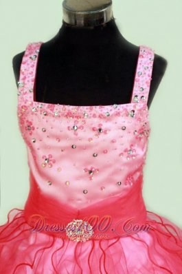 Ruffles Beading Formal Pageant Dresses Hot Pink Square