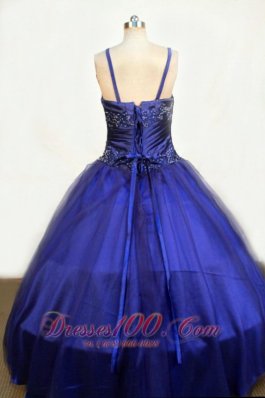 Beading Dark Blue Junior Miss Pageant Dresses Straps