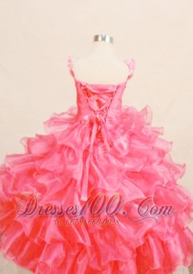 Coral Red Appliques Pageant Dresses 2013 for Little Girls