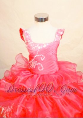 Coral Red Appliques Pageant Dresses 2013 for Little Girls